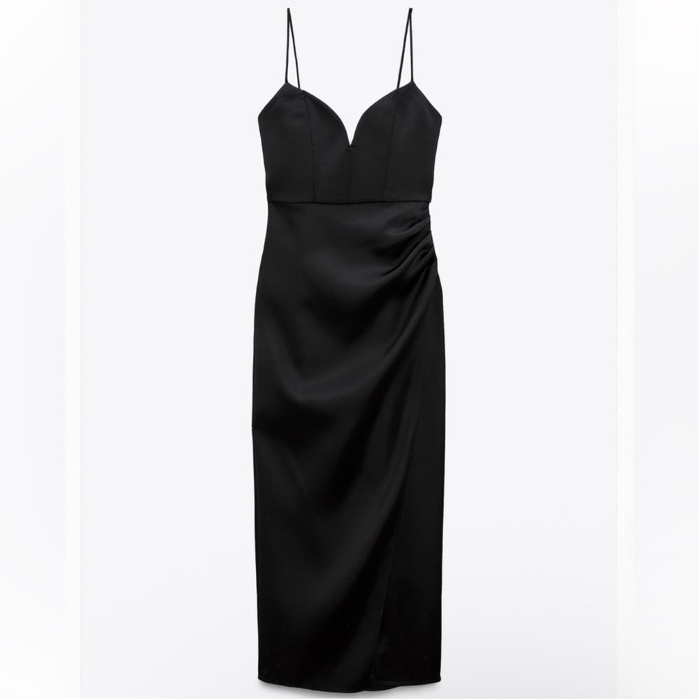 ZARA Cocktail Black Midi Dress | M